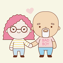 Kawaii Couple Portrait. Character Design, Children's Illustration, Digital Illustration, Traditional illustration, and Vector Illustration project by Masha Hilka - 09.02.2020