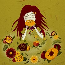 My project in Illustrated portraits with botanical elements course. Ilustração digital projeto de Magdalena Palahanova - 04.09.2020