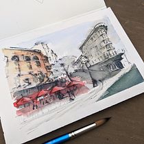 My project in Architectural Sketching with Watercolor and Ink course. Pintura em aquarela projeto de danredge87 - 04.09.2020