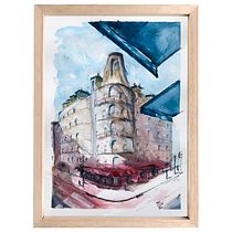 Café du Montparnasse. Arte urbana, Desenho, Paisagismo, Pintura, e Pintura em aquarela projeto de Matias Di Capua - 06.09.2020