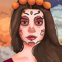 Día/noche de muertos. Digital Illustration project by Angel Kenai Reséndiz Rodríguez - 09.07.2020