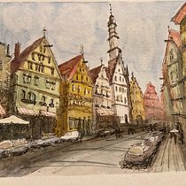 First project: Rothenburg ob der Tauber from summer 2018 photo. Pintura em aquarela projeto de Steve M - 12.09.2020