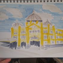 My project in Architectural Sketching with Watercolor and Ink course. Pintura em aquarela projeto de Anna Haines - 14.09.2020