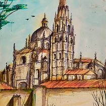 Segovia Cathedral Bell tower - for Architectural Sketching with Watercolor and Ink course. Ilustração arquitetônica, e Pintura em aquarela projeto de matthewpsmart - 13.12.2020