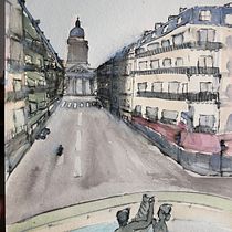 Proyecto Final: Le chemin vers le Panthéon. Arte urbana, Ilustração tradicional, Ilustração arquitetônica, Ilustração com tinta, Pintura, e Pintura em aquarela projeto de Angel Peto - 08.09.2020