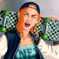 Inés Skateboarder, Mi Proyecto del curso: Creación de personajes estilo urbano. Concept Art, Character Design, Traditional illustration, and Digital Illustration project by Francisco Javier Llobregat Garcia - 09.18.2020