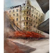 Mi Proyecto del curso: Dibujo arquitectónico con acuarela y tinta. Pintura em aquarela projeto de Anna Planelø - 20.09.2020