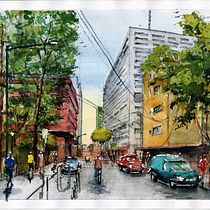 Mi Proyecto del curso: Paisajes urbanos en acuarela. Ilustração arquitetônica, Paisagismo, e Pintura em aquarela projeto de Joaquin Iñiguez Godoy - 20.09.2020