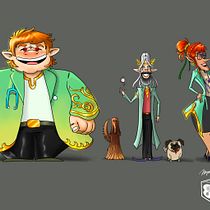 My project: Elf Doctors taking care of dogs. Character Design, Digital Illustration, and Traditional illustration project by Miguel Colina - 09.21.2020