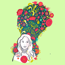 My project in Illustrated portraits with botanical elements course. Un proyecto de Ilustración digital de Carole Felmy - 27.09.2020