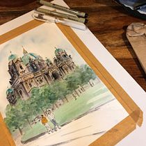 My project in Architectural Sketching with Watercolor and Ink course . Pintura em aquarela projeto de Monica Callaghan - 28.09.2020
