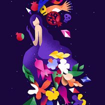 My project in Flat Illustration with Photoshop course / Persephone. Digital Illustration project by adela.kandr - 09.28.2020