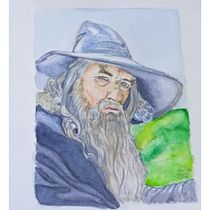 Mi Proyecto del curso: Retrato en acuarela a partir de una fotografía (Gandalf - El Señor de los Anillos). Watercolor Painting project by tifet63 - 09.28.2020