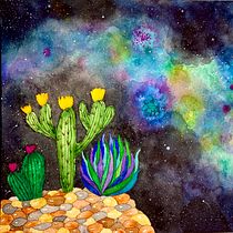 Proyecto final: Técnicas modernas de acuarela 🌵☄️✨💫💚💜💛. Un progetto di DIY e Illustrazione tradizionale di Lunatika Mosaics - 29.09.2020