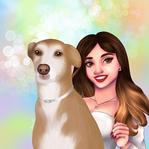 Retrato de chica con su perro. Projekt z dziedziny Portret, R, sunek c i frow użytkownika Marta A - 30.09.2020