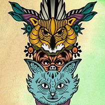 CheersKitty Totem . Un proyecto de Ilustración digital, Dibujo e Ilustración con tinta de Kitty Wong - 02.10.2020
