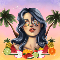 Meu projeto do curso: Retrato digital no Photoshop com um toque de fantasia - Versão Tropical. Digital Drawing, Digital Illustration, and Digital Painting project by Brenda Amâncio - 10.03.2020