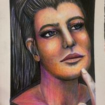 Meu projeto do curso: Retrato criativo em chiaroscuro com lápis. Un projet de Dessin au cra , et on de Elisabete Della Rosa Pimentel - 08.10.2020