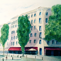 Mein Kursprojekt: Architektonische Zeichnung mit Aquarell und Tinte. Pintura em aquarela projeto de Anne Schwarz - 10.10.2020