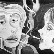"Honouring famous Black and White photography" - Indian ink on off white paper. Composition taken from a famous photograph.. Desenho artístico, Ilustração com tinta, e Narrativa projeto de Sara Dryburgh - 14.10.2020