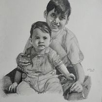 Meu projeto do curso: duas crianças. Realistic Drawing project by joaovictor77_jvf - 10.13.2020