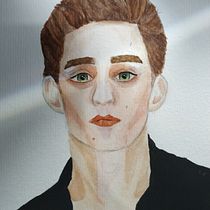 Meu projeto final: Retrato em aquarela a partir de uma fotografia. Pencil Drawing, and Watercolor Painting project by vitoriafr18 - 10.14.2020