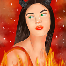 Portrait of a Lady on Fire 🔥. Digital Drawing, and Realistic Drawing project by Tyra Ayala - 10.18.2020