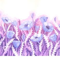 Blue poppies in negative watercolour Ein Projekt aus dem Bereich Aquarellmalerei von Anna Radchenko - 19.10.2020