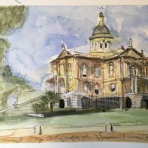 My project in Architectural Sketching with Watercolor and Ink course. Pintura em aquarela projeto de drgretad - 20.10.2020