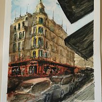 Mi Proyecto del curso: Dibujo arquitectónico con acuarela y tinta. Pintura em aquarela projeto de Luis Vargas - 20.10.2020
