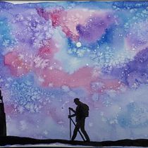 The Camino with a starry sky. Un progetto di Illustrazione tradizionale di Linda Gosse - 20.10.2020