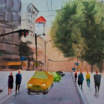 My project in Urban Landscapes in Watercolor course. Een project van Aquarelschilderen van Zuzana Vitásková - 23.10.2020