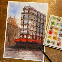 My project in Architectural Sketching with Watercolor and Ink course. Pintura em aquarela projeto de curzio - 24.10.2020