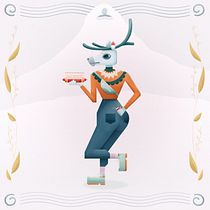 Icelandic reindeer. Design de personagens, Ilustração tradicional e Ilustração vetorial projeto de stefaniaemilsdottir - 26.10.2020