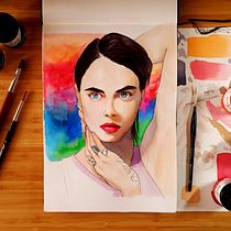 Cara Delevingne portrait. Fine Arts project by Célio Cardoso - 10.28.2020