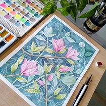 Mis Proyectos : Acuarela en negativo para ilustración botánica Ein Projekt aus dem Bereich Botanische Illustration von Ana Delgado - 10.11.2020