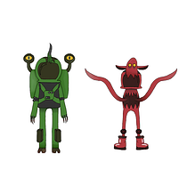 Mi Proyecto del curso: Fábrica de personajes ilustrados (Los dos astronautas monstruosos)   . Animation, Creativit, Digital Drawing, and Digital Painting project by Sharon Espin Villacres - 11.04.2020