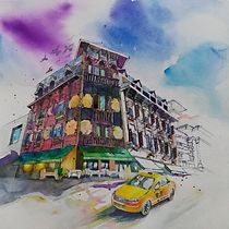 My project in Architectural Sketching with Watercolor and Ink course. Desenho, Pintura, Desenho a lápis, Desenho de retrato, Desenho realista, Esboçado, e Pintura em aquarela projeto de delaila75 - 05.11.2020