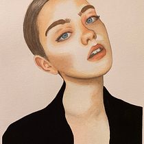 My project in Watercolor Portrait from a Photo course. Watercolor Painting project by Spring - 11.08.2020