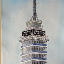 Old Mexican Skyscraper . Arquitetura, e Pintura em aquarela projeto de Carlos Meza - 08.11.2020