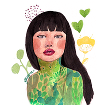 Meu projeto do curso: Retrato ilustrado em aquarela. Desenho de retrato, Desenho digital, Pintura digital, e Pintura em aquarela projeto de Dayene Ferreira - 11.11.2020