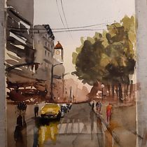 My project in Urban Landscapes in Watercolor course. Een project van Aquarelschilderen van Lorenzo Lolli - 06.12.2020