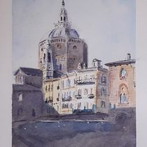 Duomo di Pavia con acuarela y tinta. Desenho projeto de tataacevedo - 16.11.2020