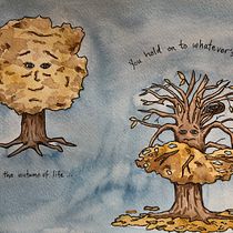 Tree hanging on to the last of its leaves. Watercolor Painting project by Skye Loyd - 11.17.2020