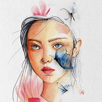 El alma vuela (en alas de mariposa). Pintura em aquarela, e Pintura digital projeto de Liliana Medici - 20.11.2020