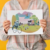Tourist Raccoon. Un progetto di Illustrazione digitale e Illustrazione tradizionale di Sanne Houwing - 23.11.2020