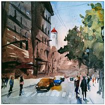 My project in Urban Landscapes in Watercolor course. Een project van Aquarelschilderen van Sérgio - 22.11.2020