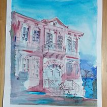 Architectural Sketch of the Ohrid Archbishopric, Ohrid, Macedonia (used to be a Medieval University) . Pintura em aquarela projeto de bognen - 22.11.2020