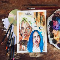 Meu projeto do curso: Retrato ilustrado em aquarela. Pintura em aquarela projeto de Huíolla Ribeiro - 22.11.2020