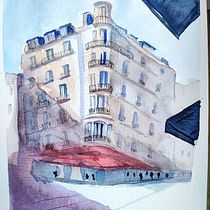 My project in Architectural Sketching with Watercolor and Ink course. Pintura em aquarela projeto de João Fernandes - 06.12.2020